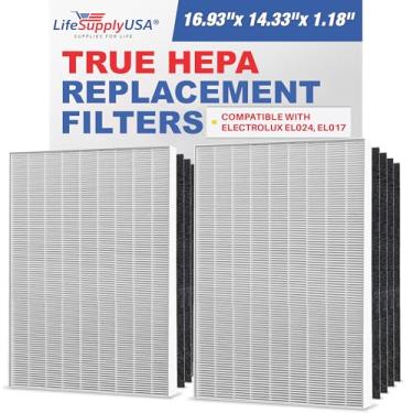 Imagem de LifeSupplyUSA Conjunto completo de filtros de substituição (1 filtro de substituição de filtro de ar HEPA verdadeiro + 4 filtros de carbono) compatível com purificadores de ar Electrolux EL024 Carbon