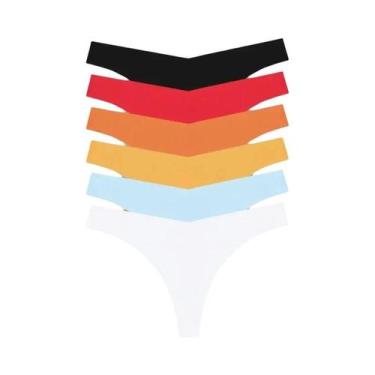 Imagem de Calcinhas Ultra Finas Sem Costura Femininas 6PCS V Cintura G-String Co