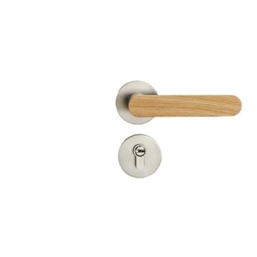 Imagem de Maçaneta de porta de madeira de grão de madeira fechadura interna dividida moderna silenciosa fechadura de madeira maciça magnética estilo chinês (níquel fosco magnético 35-50 mm)