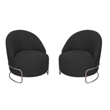 Imagem de Kit 02 Poltronas Luxo Decorativa Tulipa Bouclé - Doce Sonho Móveis, Pr