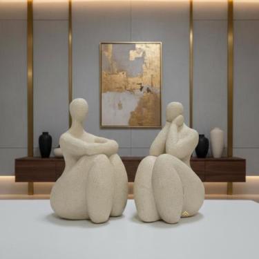 Imagem de Presente Criativo Escultura Feminina Gordinha Minimalista 19cm Gesso P