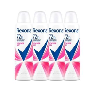 Imagem de Kit Desodorante Aerosol Rexona Powder Dry 150ml - 4 Unidades