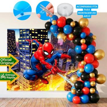 Imagem de Kit festa Homema Aranha Decoração Aniversário Painel+balão - Piffer - 