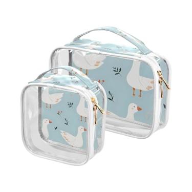 Imagem de xigua Bolsa de maquiagem de gansos fofos para mulheres, bolsa de cosméticos de viagem, bolsa de higiene portátil à prova d'água para viagens, férias, organização de banheiro