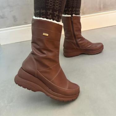 Imagem de Bota Llao Nobuck Nylon Preta Peluciada Com Lã Pelinhos, Marrom, 38