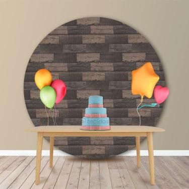 Imagem de Painel Redondo em Jacquard Estampado Madeira Escura, 1,80