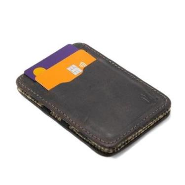 Imagem de Carteira Magica Masculina Couro Resistente Slim Compacta Repartiçoes Elastico Alta Durabilidade-Masculino