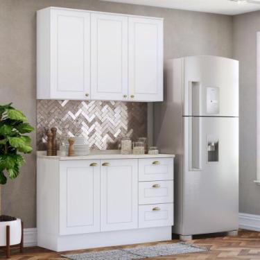 Imagem de Cozinha Modulada 2 Peças com Tampo em MDF Americana Henn, Branco/Calca