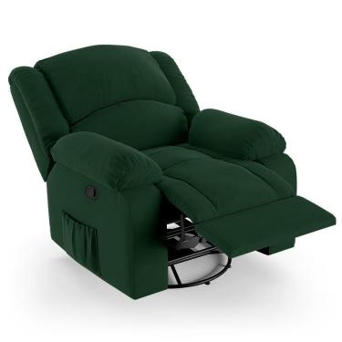 Imagem de Poltrona Do Papai Reclinável Pietra Glider Giratória Usb Fh9 Veludo Verde - Mpozenato