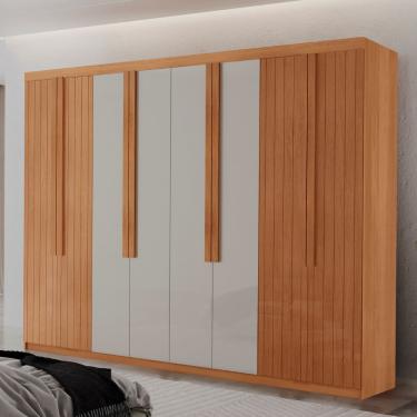 Imagem de Guarda Roupa Casal Rio Mdf Com 8 Portas 4 Gavetas Moderna Naturalle/off White