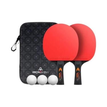 Imagem de Conjunto Profissional De Raquetes De Tênis De Mesa 2 Peças Com 3 Bolas
