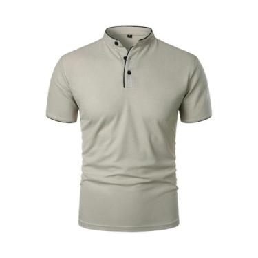 Imagem de Camisa Polo Casual De Manga Curta Para Homens, Cor Sólida, Estilo Tren