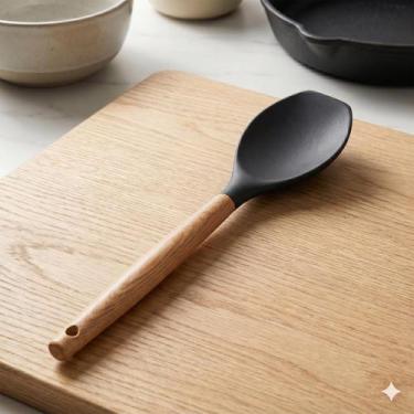 Imagem de Utensílio de Silicone e Bambu - Espátula Universal Preta - Ingá, Preta