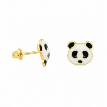 Imagem de Brinco em Ouro 18k Urso Esmaltado - Par de Brincos com Tarracha Baby -
