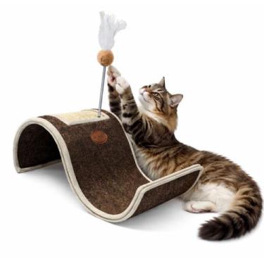 Imagem de Arranhador Para Gatos Curvo Carpete E Sisal Wave Torre Gatos - SÃO BEN