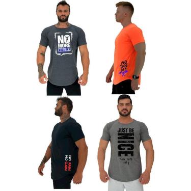 Imagem de Kit 4 Camiseta Longline Masculina MXD Conceito Básico Sport Fitness Silk Screen-Masculino