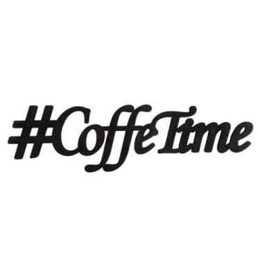 Imagem de Letreiro Parede '#coffetime' Preto Mdf Texturizado 6mm.