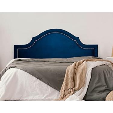 Imagem de Cabeceira King Provençal Luxo 193x60 Suede Azul - Tachas Prata