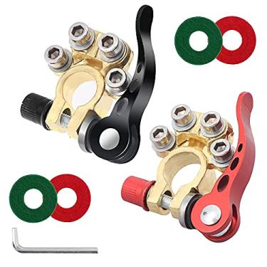 Imagem de Conectores de terminal de bateria de carro, terminal de bateria de cobre para carro, desconexão rápida com terminal de bateria de 4 vias, negativo positivo para postes SAE/JIS tipo A