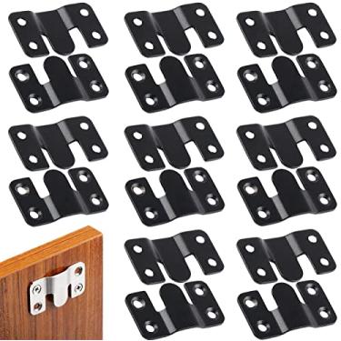 Imagem de 8 pares de fivela de aço inoxidável interlock, suportes de montagem ocultos alinhados de aço inoxidável clipe Z suporte interloque fivela de montanha para exibição de fotos galeria de arte