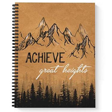 Imagem de Softcover Great Heights 21,5 cm x 28 cm Caderno/Diário espiral motivacional masculino, 120 páginas pautadas para faculdade, capa laminada brilhante durável, espiral de arame preto. Feito nos EUA