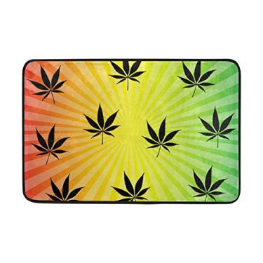 Imagem de Capacho colorido My Daily Cannabis folha de maconha 40 x 60 cm, sala de estar, quarto, cozinha, banheiro, tapete impresso em espuma leve