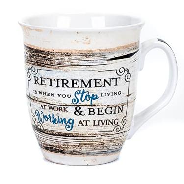 Imagem de Caneca de café de cerâmica de cerâmica com design envelhecido de madeira da Retirement Working At Living de 473 ml, Multicor, 5 x 4, 1