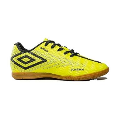 Imagem de Chuteira Futsal, Ultraskin Junior, Umbro, Infantil, Limao/Preto/Prata, 32