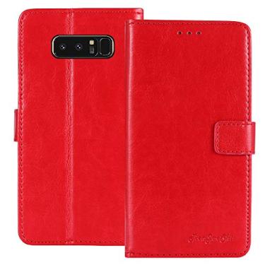 Imagem de TienJueShi Capa protetora de couro flip de couro retrô premium com suporte vermelho para livros em TPU silicone Etui carteira para Samsung Galaxy Note 8 N950F 6,3 polegadas