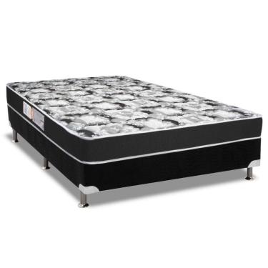 Imagem de  Cama Box Casal: Colchão Espuma Luckspuma D28 Celebrity + Base CRC Suede Black(138x188)