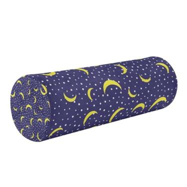 Imagem de GuoChe Capas de almofada de almofada engraçadas lua crescente pequena almofada decorativa de 43 cm x 14 cm, almofadas redondas pequenas para cadeiras, almofadas cilíndricas para cama, almofada de