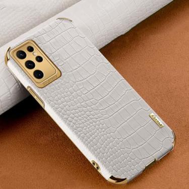 Imagem de Para s23 caso capa de couro para samsung galaxy s22 ultra s20 s21 fe nota 20 9 10 lite note20 s10 plus casos, creme, para galaxy s20