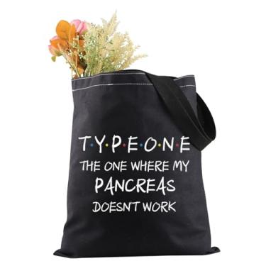 Imagem de JXGZSO Bolsa de compras tipo 1 conscientização diabética My Pancreas Doesn't Work Tote Bag Pancreas Diabetic Gift Diabetes Fighter Gift, Bolsa Typeone, One Size