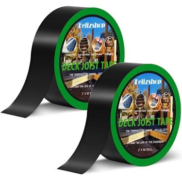 Imagem de Felizshop Fita de viga de plataforma butílica para decks de 5 cm x 1,5 m de fita butílica de deck, fita piscante de viga à prova d'água, fita de viga de deck resistente ao clima para vigas de madeira de construção (2 rolos)