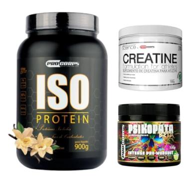 Imagem de Whey Protein Isolado Sem Lactose Em Pote De 900g + Pré Treino Psikopata Beta 100g + 1 Creatina Pura 100g - Pro Corps (900g, Baunilha)