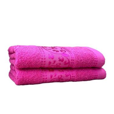 Imagem de Kit 2 Toalha De Rosto Banheiro 80x50cm - Extra Grande - DRKZA, Rosa