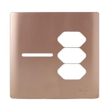 Imagem de Placa Para 3 Tomadas + 1 Interruptor 4X4 - Novara Ouro Rose