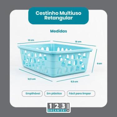 Imagem de Cesto Multiuso Organizador Pequeno Azul 16x12x6Cm - 123 Organizei