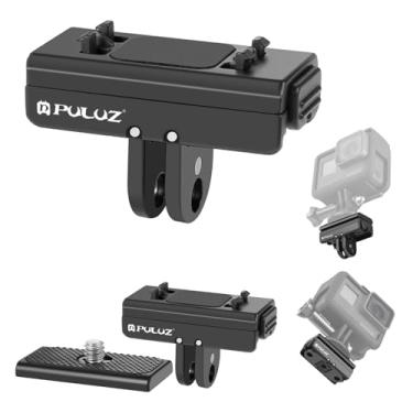 Imagem de PULUZ Suporte magnético de liberação rápida para Insta360 Ace/Ace Pro/X4, base de liberação rápida de alumínio com orifício de parafuso de 1/4 para tripé dobrável, preto