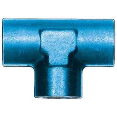 Imagem de Aeroquip FBM2150 Camiseta de tubo fêmea 0,3 cm x 0,3 cm x 0,3 cm. Camiseta de tubo fêmea de alumínio azul anodizado em volume