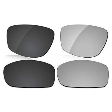 Imagem de LenzReborn Lente polarizada de substituição para óculos de sol Oakley Gauge 8 M OO4124-57 mm - preto escuro + cinza prateado