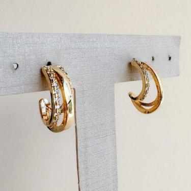 Imagem de Brinco Argola Prime Cravejado em Zircônias - Donatella