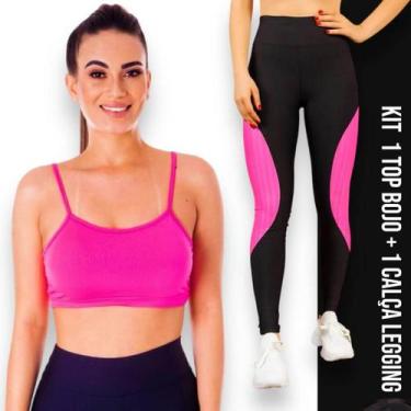 Imagem de Conjunto Top fitness ALÇA FINA bojo Feminino + Calça LEG LEGGING REDIN
