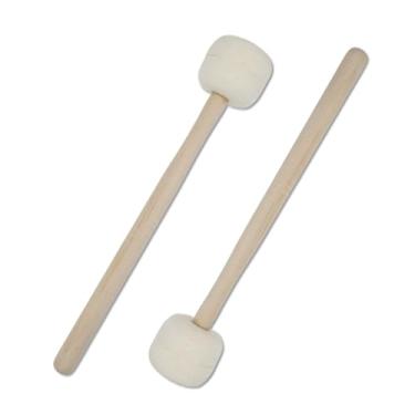 Imagem de Cheerock 1 par de marretas antiderrapantes de feltro de lã, martelo de bateria de 33 cm de comprimento, bastões de percussão de bumbo bege, acessório essencial para instrumentos de banda, perfeito