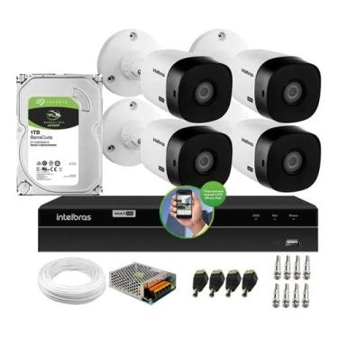 Imagem de Kit Intelbras 4 Cam 1120b E Dvr 8ch Mhdx 1108 C/hd 1tb