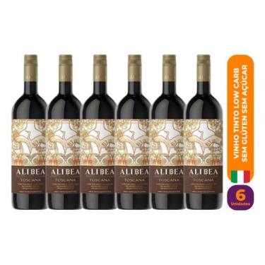 Imagem de Kit c/ 6 Vinho Tinto Vegano Toscana Low Carb Sem Açúcar Sem Glúten 750