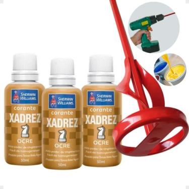 Imagem de Corante Líquido Bisnaga 3 Unidades + Misturador de Tinta - Xadrez,  Oc