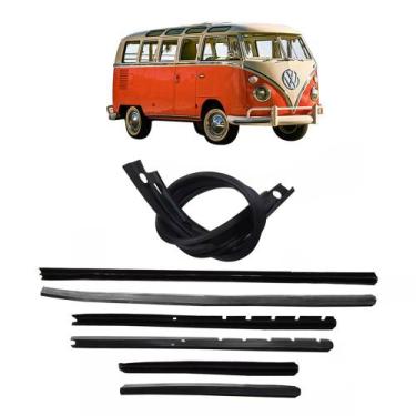 Imagem de Kit Canaleta Borracha Cajado Vidro Porta Kombi Corujinha - Supercenter