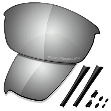 Imagem de SAUCER Lentes de reposição premium e kits de borracha para Oakley Flak Jacket | Óculos de sol Flak Jacket Low Bridge Fit de alta definição – Metal cromado polarizado