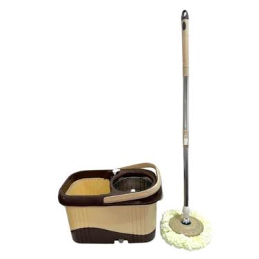 Imagem de Balde Spin Mop Quadrado 15litros com Esfregão Giratório Cesto Inox + 1
